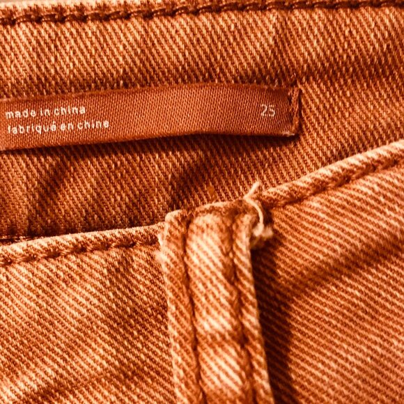 Anthropologie Pilcro The Low-Rise Icon Flare Jeans Burnt Bronze Size 25 - Picture 7 of 10